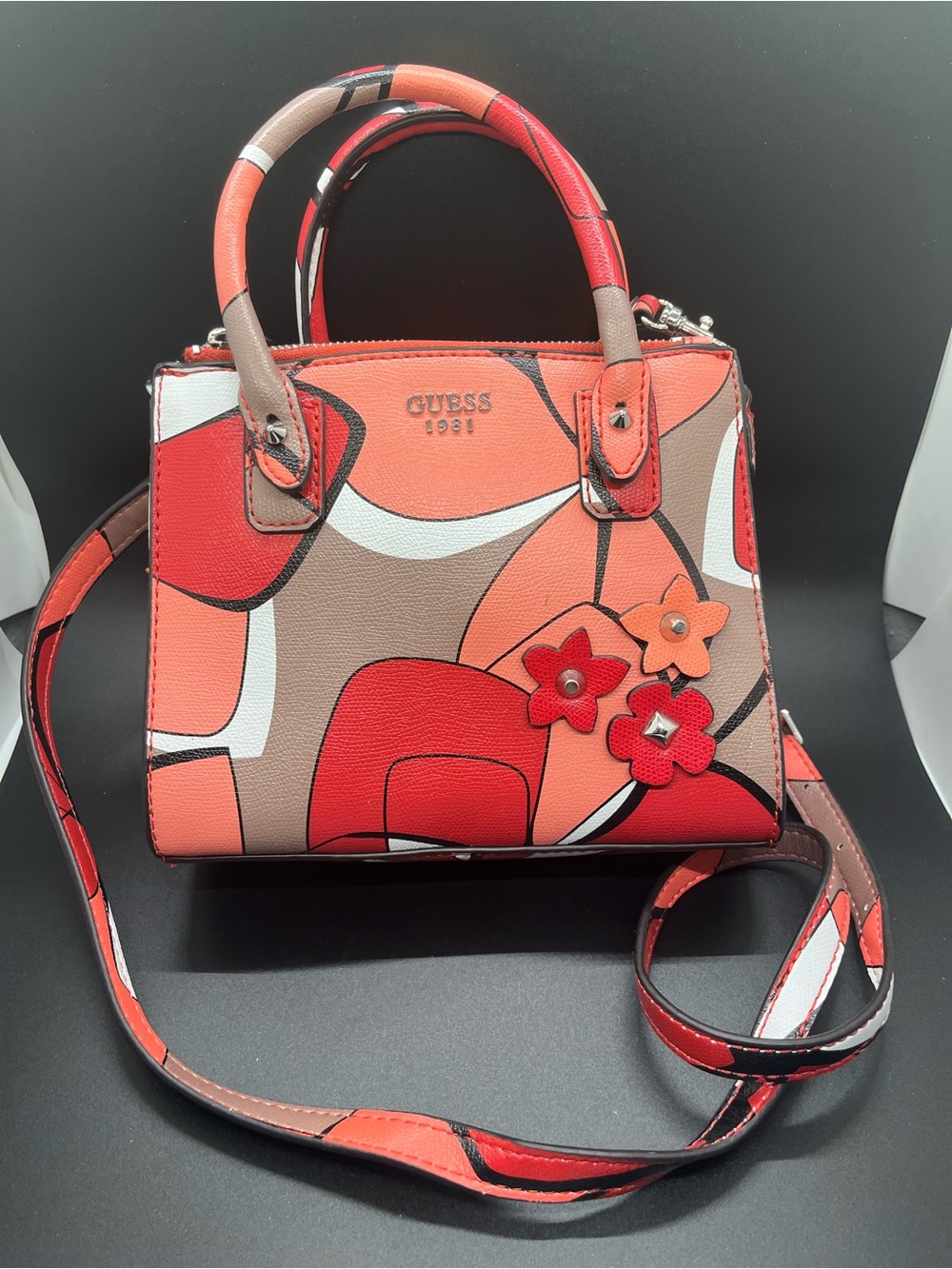 GUESS Red Floral Print Mini Satchel